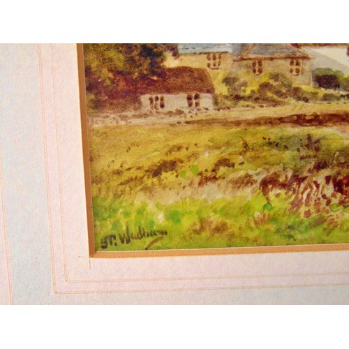 1977 - Five Victorian watercolours of country landscapes by different artists, to include: J. Wudham? (sign... 