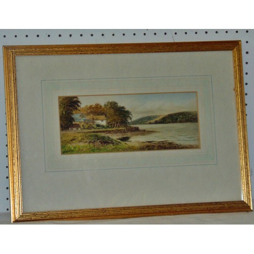 1977 - Five Victorian watercolours of country landscapes by different artists, to include: J. Wudham? (sign... 