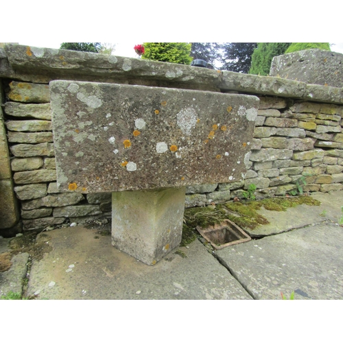 1045 - A weathered natural stone planter / trough of square form raised on associated plinth support, 28cm ... 