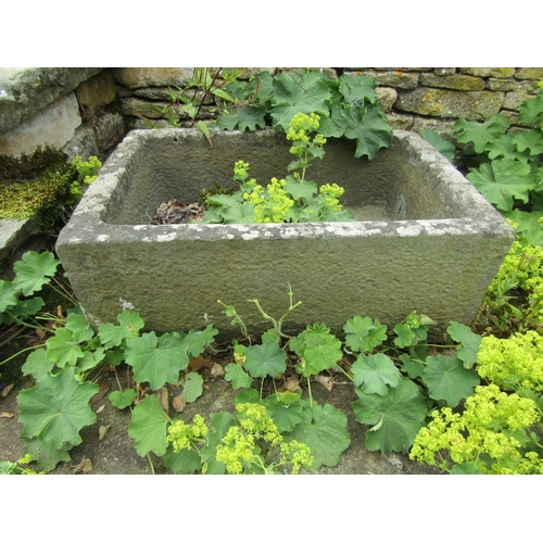 1047 - A weathered natural stone planter / trough of deep rectangular form, 29cm high, 71 x 47cm. 

From th... 