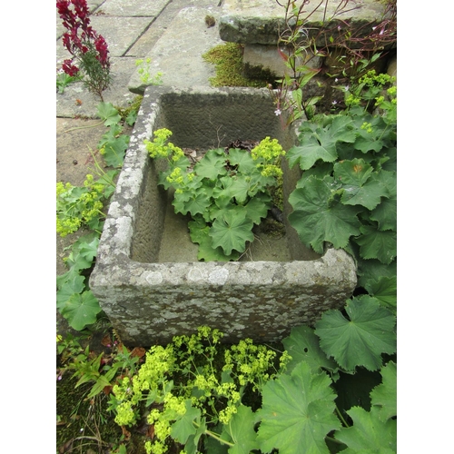 1047 - A weathered natural stone planter / trough of deep rectangular form, 29cm high, 71 x 47cm. 

From th... 