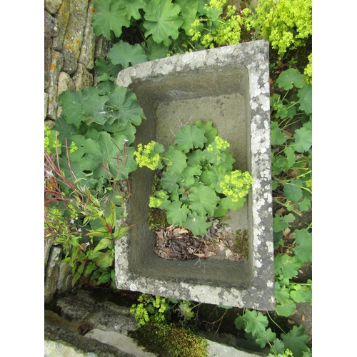 1047 - A weathered natural stone planter / trough of deep rectangular form, 29cm high, 71 x 47cm. 

From th... 