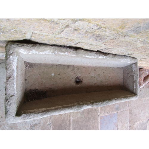 1052 - A weathered natural stone planter / trough of rectangular form raised on an an associated staddle ba... 