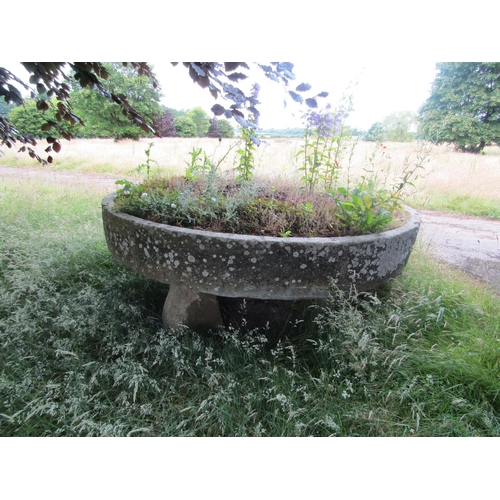 1061 - A huge and impressive antique weathered natural stone trough / lawn adornment of circular form, like... 