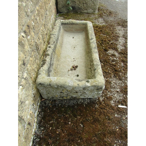 1062 - A weathered natural stone planter / trough of bowed rectangular form, 20cm high, 90 x 40cm together ... 