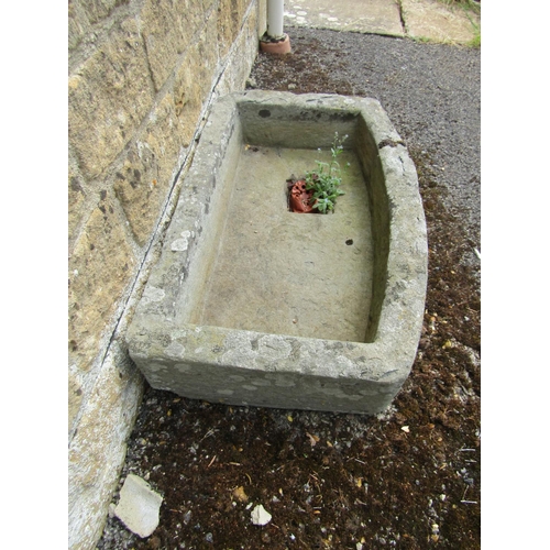 1062 - A weathered natural stone planter / trough of bowed rectangular form, 20cm high, 90 x 40cm together ... 