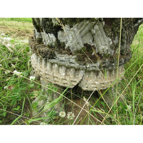 1082 - A well weathered composition stone garden planter of tapering cylindrical form, with flared rim and ... 