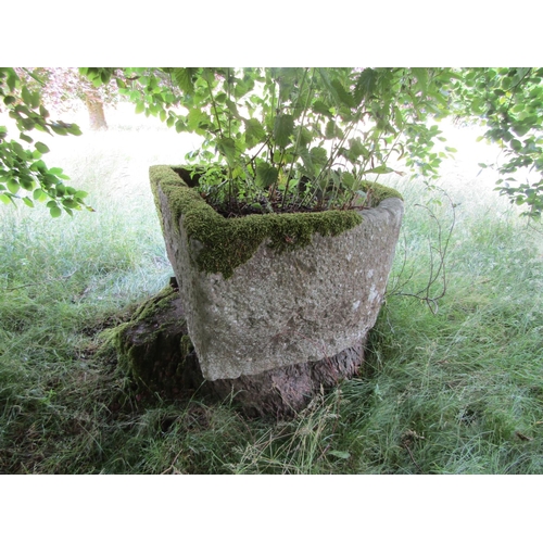 1100 - A large Demi-lune weathered natural stone planter / trough Auction, 64cm high, 105 x 85cm.

From the... 