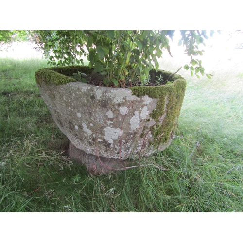 1100 - A large Demi-lune weathered natural stone planter / trough Auction, 64cm high, 105 x 85cm.

From the... 