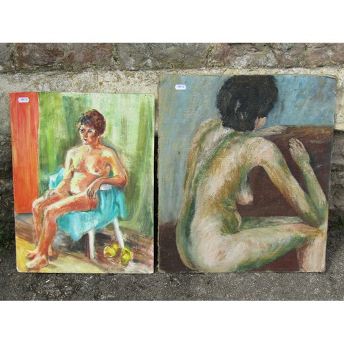 2006 - Two British post-war studies, female nudes, the largest double sided with portrait verso, 52 x 43cm ... 