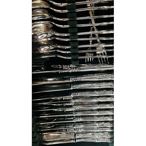 160 - A good canteen of silver plated shell pattern cutlery complete for twelve settings main and side kni... 