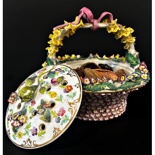 93 - A Meissen floral encrusted bowl and cover, 16cm high