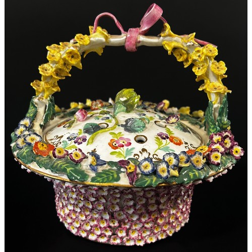 93 - A Meissen floral encrusted bowl and cover, 16cm high