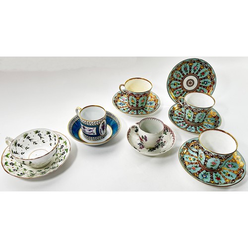 97 - Collection of 19th century porcelain cups and saucers various factories with floral detail