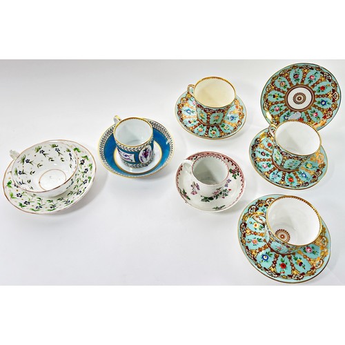 97 - Collection of 19th century porcelain cups and saucers various factories with floral detail