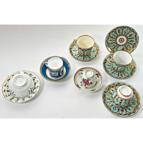 97 - Collection of 19th century porcelain cups and saucers various factories with floral detail