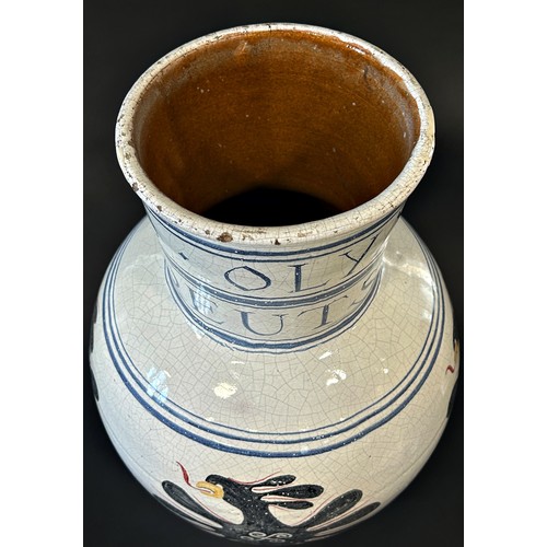 24 - A large 1936 German Olympic Stoneware vase, with hand painted detail and script, 52cm high.