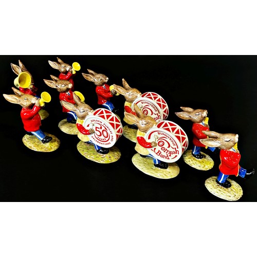 36 - A collection of Bunnykins figures from the Oompah Band, Golden Jubilee Celebration, 1984, 10 figures... 