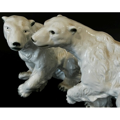 28 - Two polar bears by Royal Dux, model 398, 26cm high