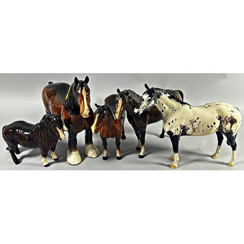 89 - Five Beswick horses including an Appaloosa, Punch, etc (5)