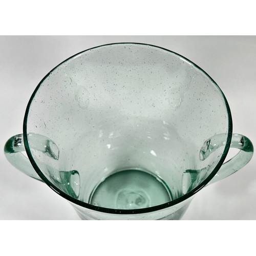 181 - A large Soda Lime glass vase with loop handles, 26cm high.