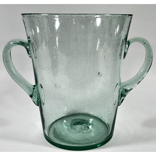 181 - A large Soda Lime glass vase with loop handles, 26cm high.