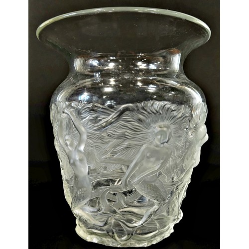 182 - A Verlys Mermaid glass vase, circa 1930’s engraved with mermaids swimming amongst fish, engraved 'Ve... 