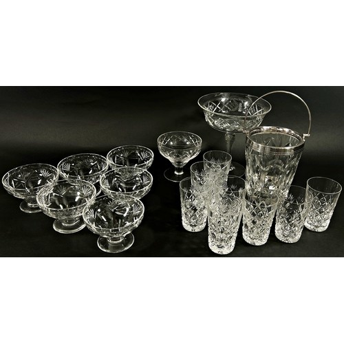 195 - A large selection of good quality crystal cut glass ware, including glasses, sundae bowls, an ice bu... 