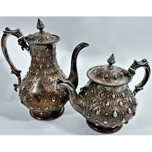 222 - A good quality Martin Hall & Co silver-plated tea set comprising hot water / coffee pot, tea pot, mi... 