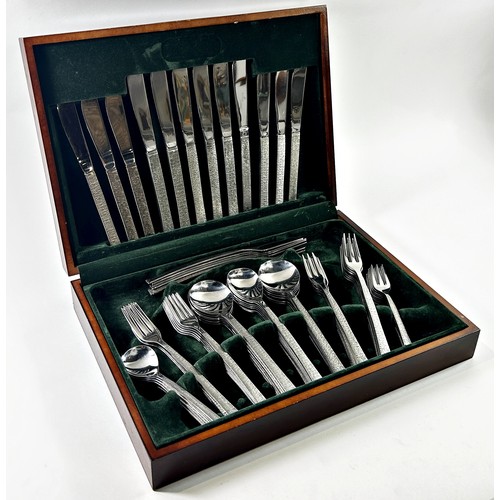 223 - Two canteens of Viner’s Bark design stainless steel flatware both complete, for six settings.