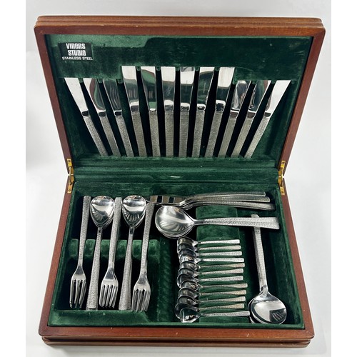 223 - Two canteens of Viner’s Bark design stainless steel flatware both complete, for six settings.