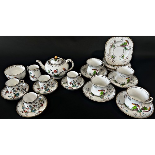 50 - A collection of Paragon Bird of Paradise pattern coffee wares comprising coffee pot, two sugar bowls... 