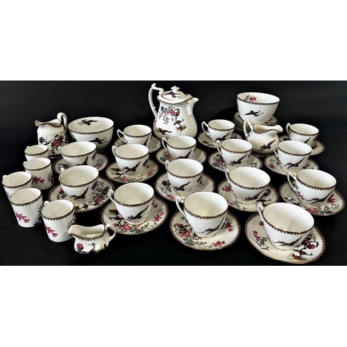 50 - A collection of Paragon Bird of Paradise pattern coffee wares comprising coffee pot, two sugar bowls... 