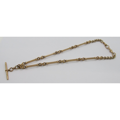 292 - Antique 9ct fancy Albert chain with T-bar, maker 'C.D.B', Birmingham, 48.6g