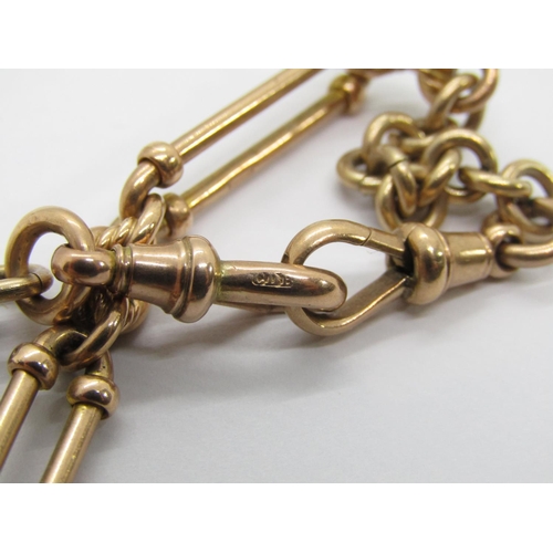 292 - Antique 9ct fancy Albert chain with T-bar, maker 'C.D.B', Birmingham, 48.6g