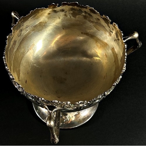 232 - A silver three handled Art Nouveau rose bowl, Birmingham 1906, maker W.H.L. 17 cm diameter x 15 cm h... 