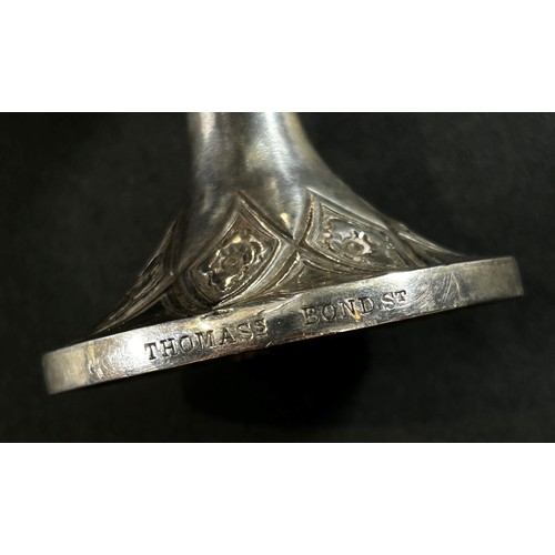 233 - A Victorian silver goblet with engraved floral trellis pattern, stamped Thomas's Bond Street, London... 