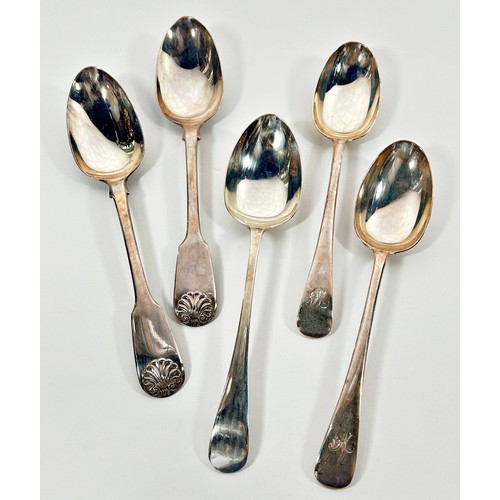 237 - A pair of William IV silver shell patterned serving spoons dated 1830, makers mark rubbed. together ... 