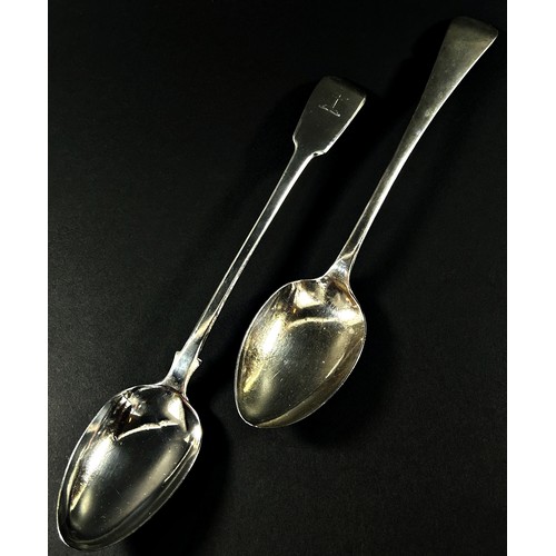 240 - A George III silver basting spoon, 31 cm long, London 1820, makers William Eli? I and William Fearn ... 