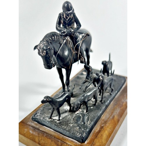 247 - A silver statuette 'Master & Hounds', Birmingham 1978, maker Ammonite Ltd, a limited edition 151/100... 