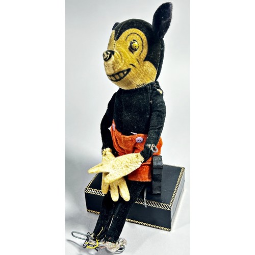 382 - An early Deans Mickey Mouse cloth doll, lacking yellow shoes, (indistinct serial number to neck) and... 