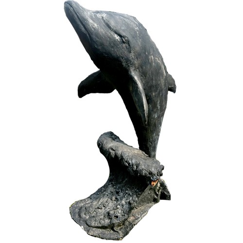 1047 - A life size study/ornament in the form of a leaping dolphin with painted finish, signed Les 03/05, 1... 