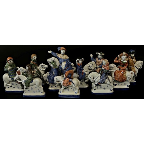 2 - A collection of Rye pottery Chaucer's Canterbury Tales figurines comprising Chaucer and his pilgrims... 