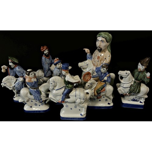 2 - A collection of Rye pottery Chaucer's Canterbury Tales figurines comprising Chaucer and his pilgrims... 