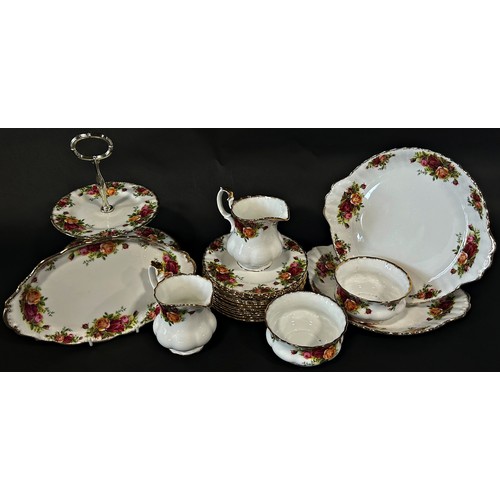 4 - A collection of Royal Albert Old Country Roses pattern tea ware comprising 12 cups and saucers, and ... 