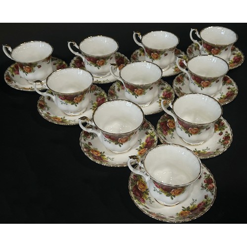 4 - A collection of Royal Albert Old Country Roses pattern tea ware comprising 12 cups and saucers, and ... 