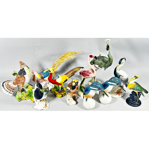 127 - A large collection of ceramic bird ornaments including kingfishers, herons, pheasants, etc (30 appro... 