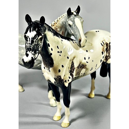 101 - Three Beswick horses to include an Appaloosa, A Grey and a moorland pony, donkey etc