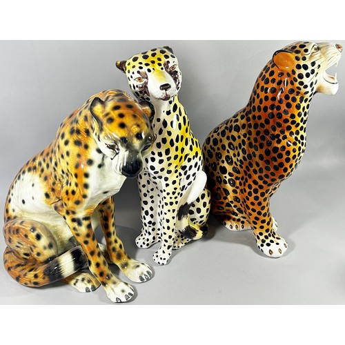 43 - Six ceramic models of leopards, 50cm tall and smaller (6)