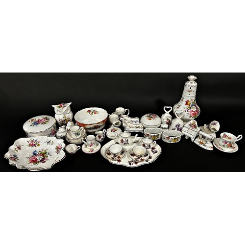 146 - Quantity of Hammersley and other miniature ornaments in the form of furniture, cups and saucers, etc